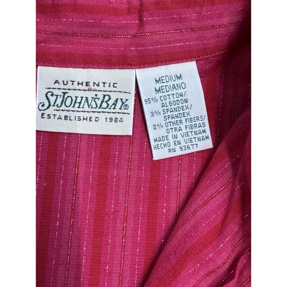 St Johns Bay Shirt Womens Adult Size M Color Red Long Sleeve Button Up Casual - Picture 5 of 9